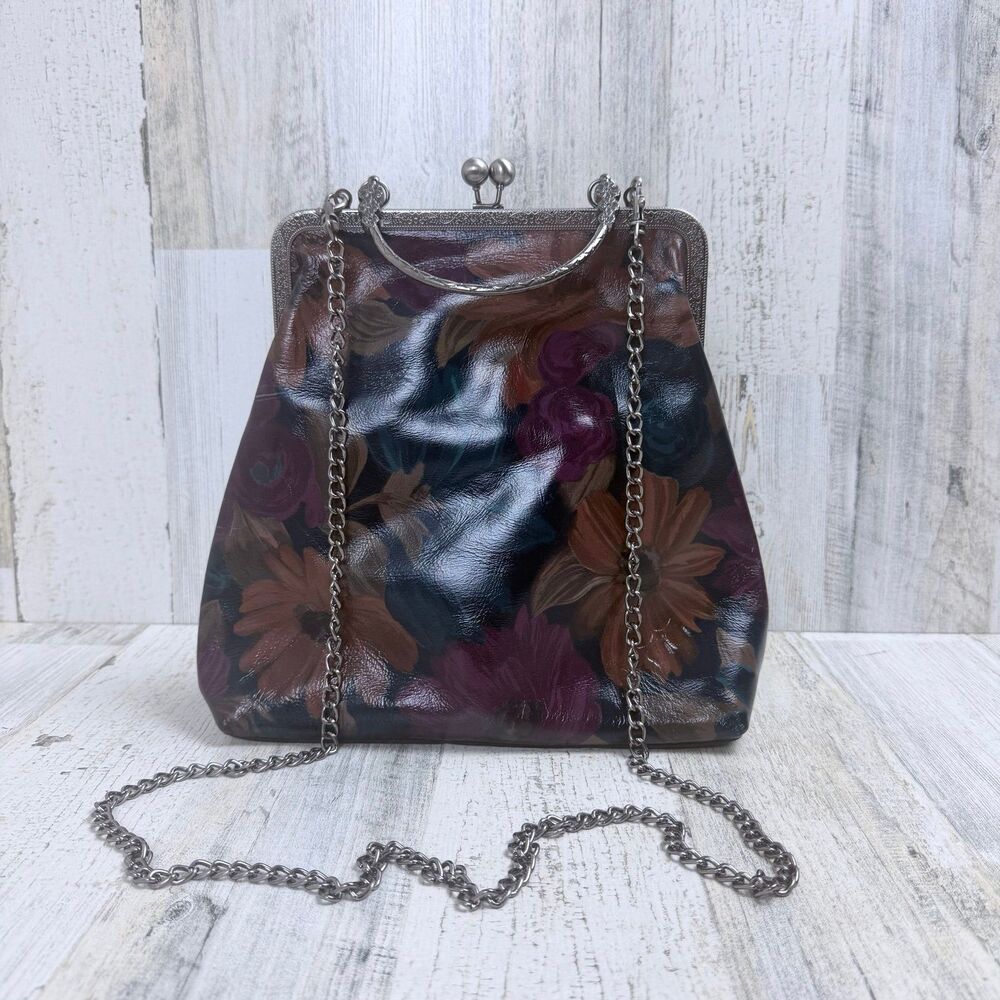 Patricia Nash Leather Tropical Escape Novella Purse Kiss Lock Chain Strap